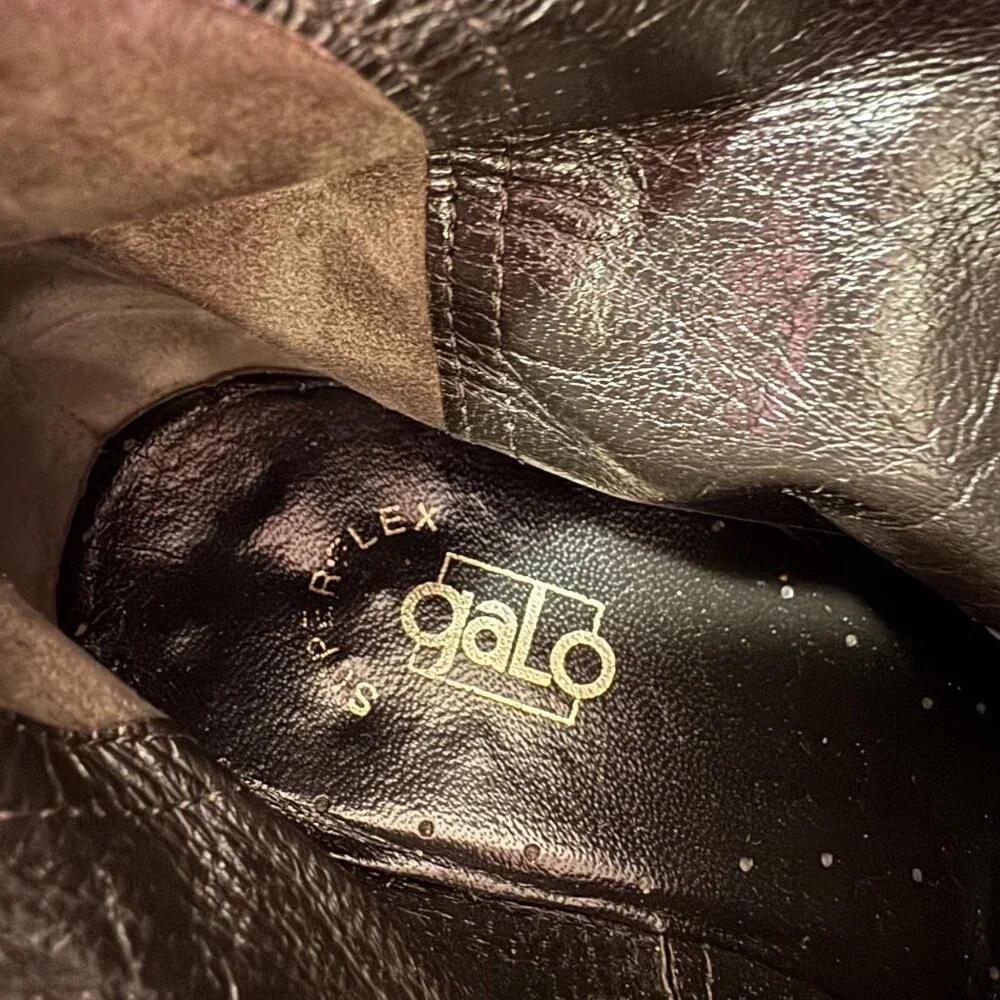 Vintage Galo Italy Womens Black Leather Knee High Riding Boots Low Heel EU 38.5
